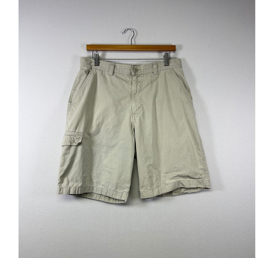 Eddie Bauer Cargo Shorts‎ Mens 34 Khaki Tan Ripstop Cotton Outdoor Utility